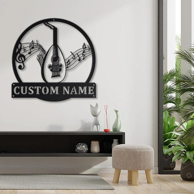Personalized Lute Monogram Metal Sign Art | Custom Lute Monogram Metal Sign | Musical Instrument Gift | Music Gift