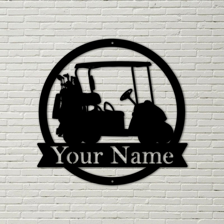Golf Cart Custom Monogram Metal Sign, Wall Art Decor, Personalized Metal Sign, Personalized Name, Metal Name Sign, Kids Sign, Sports, PGA