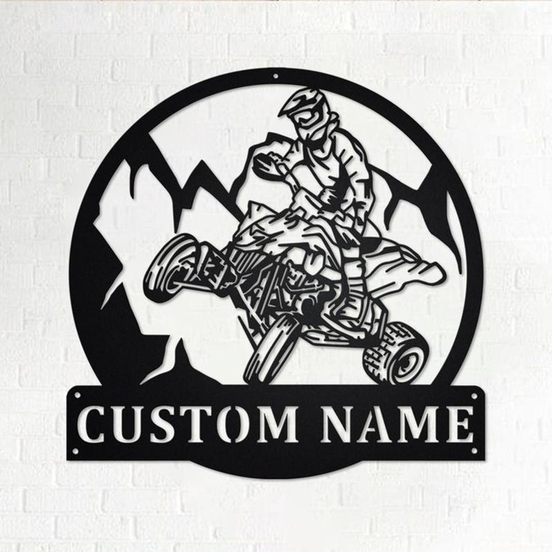 Custom Quad Biker ATV Metal Wall Art, Personalized Quad Biker Name Sign Decoration For Room, Quad Biker Metal Home Decor, Custom Quad Biker