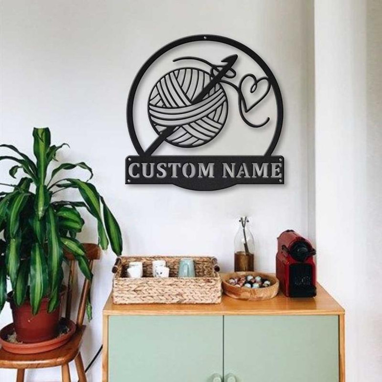 Personalized Crochet Metal Sign Art | Custom Crochet Monogram Metal Sign | Hobbie Gift | Crochet Gift