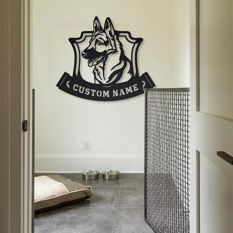 Personalized German Shepherd Monogram Metal Sign Art | Custom German Shepherd Metal Sign | German Shepherd Gifts for Men | Dog Gift