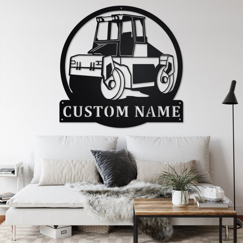 Custom Road Compactor Roller Metal Wall Art, Personalized Roller Truck Name Sign Decoration For Room, Roller Metal Home Decor, Custom Roller