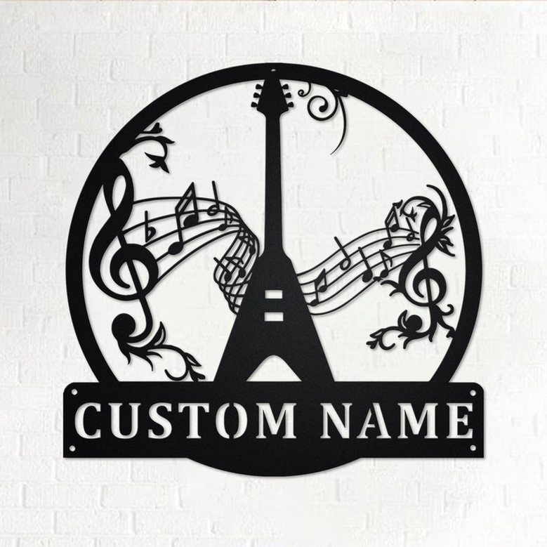Custom Flying V Guitar Metal Wall Art, Personalized Flying V Guitarr Name Sign Decoration For Room, Flying V Guitar Home Decor,Custom Guitar