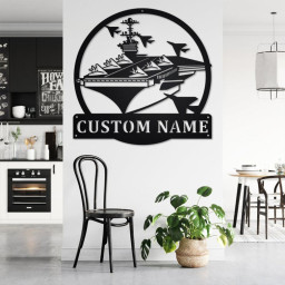 Custom Aircraft Carrier Metal Wall Art, Personalized Aircraft Carrier Name Sign Decoration For Room, Aircraft Carrier Metal Home Decor