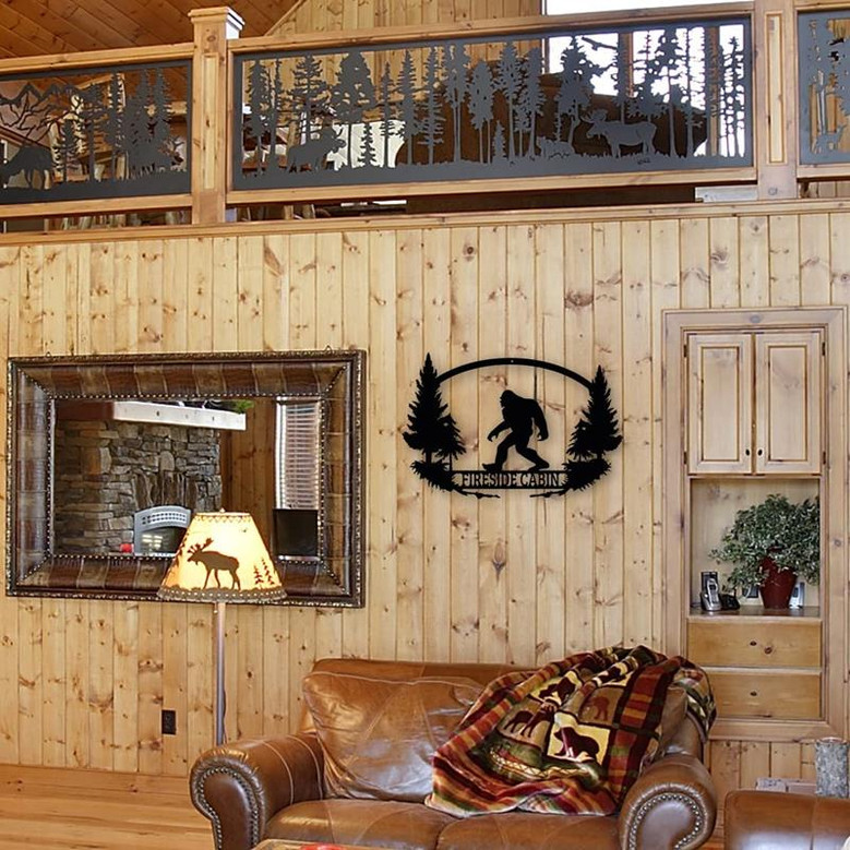 Bigfoot Sasquatch Personalized Metal Sign - Custom Walking Yeti Silhouette Metal Wall Art Decorative Accent Home Decor Sign