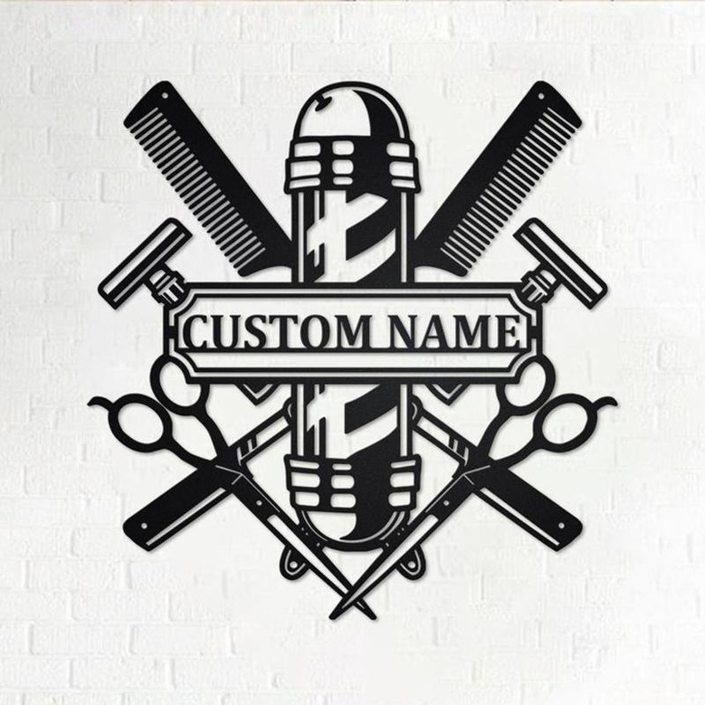 Custom Barber Shop Metal Wall Art, Personalized Barber Shop Name Sign Decoration For Room, Hairstyle List Home Decor, Custom Barber Shop