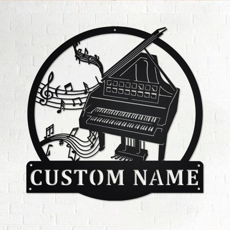Custom Harpsichord Musical Instrument Metal Wall Art, Personalized Harpsichord Name Sign Decoration For Room, Harpsichord Metal Home Decor