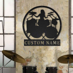 Personalized Drummer Female Metal Sign Art | Custom Drummer Female Metal Sign | Drummer Gifts for Men | Drummer Female Gift | Music Gift