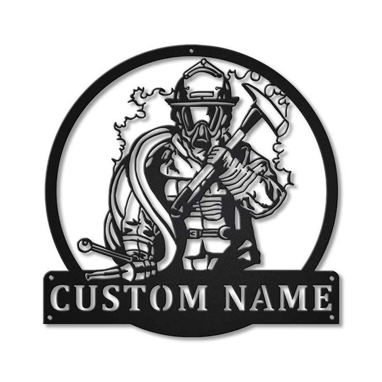 Personalized Fireman Firefighter Metal Sign Art | Custom Fireman Firefighter Monogram Metal Sign | Fireman Firefighter Gifts | Job Gift |
