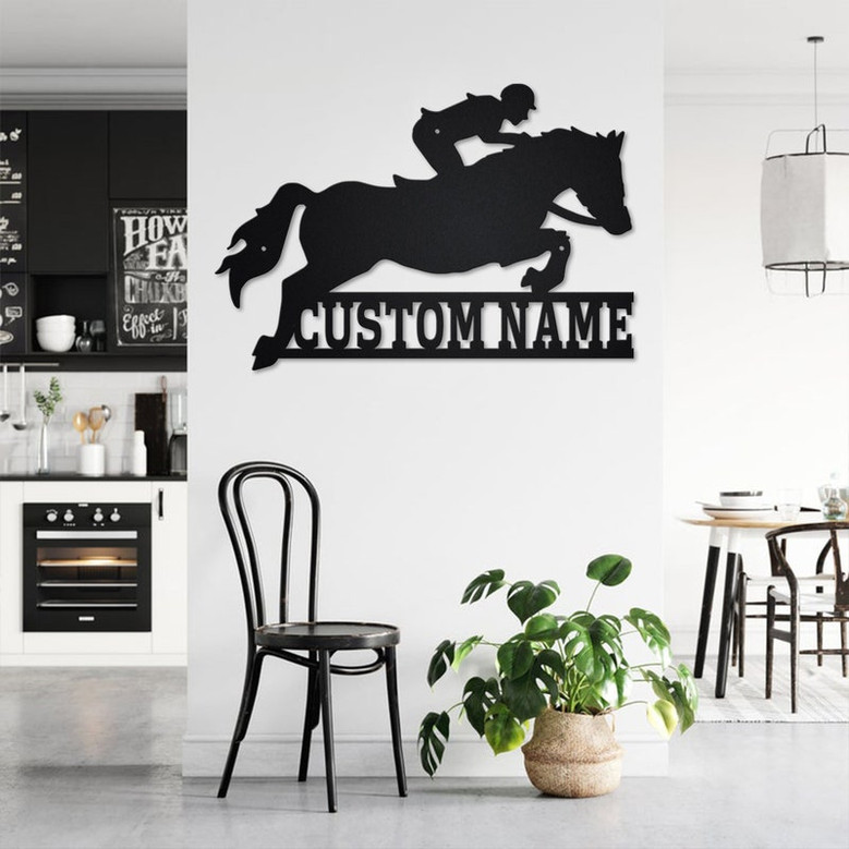 Custom Equestrian Show Jumping Metal Wall Art, Personalized Horse Jumping Name Sign Decoration For Room,Horse Jumping Home Decor,Horse Lover