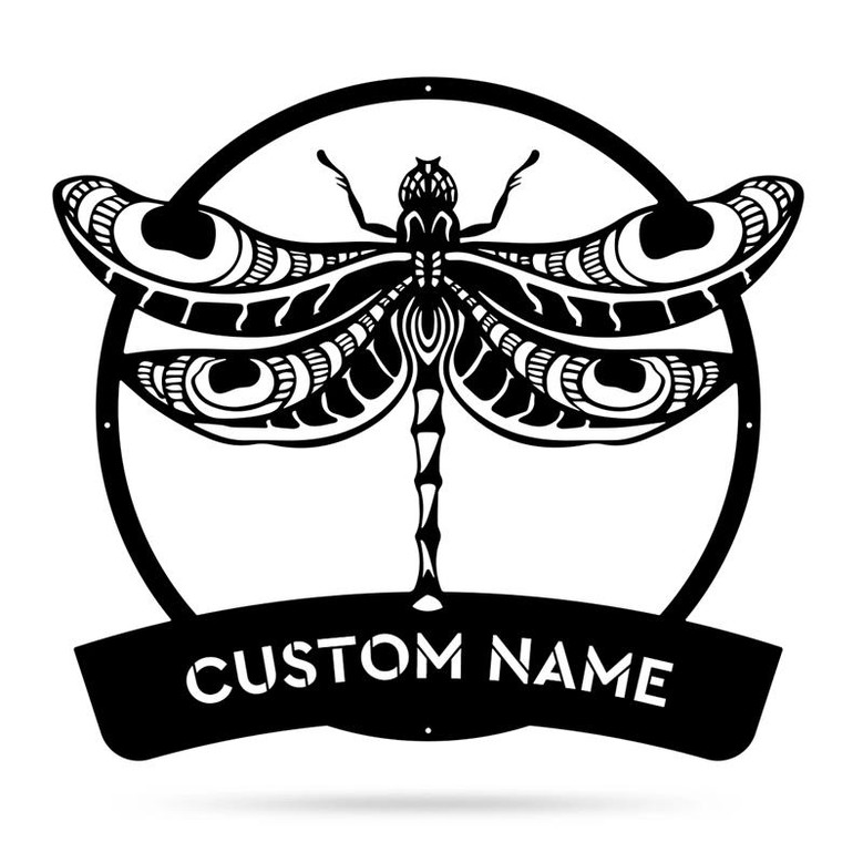 Dragonfly Cut Metal Sign Custom Text Decor For House