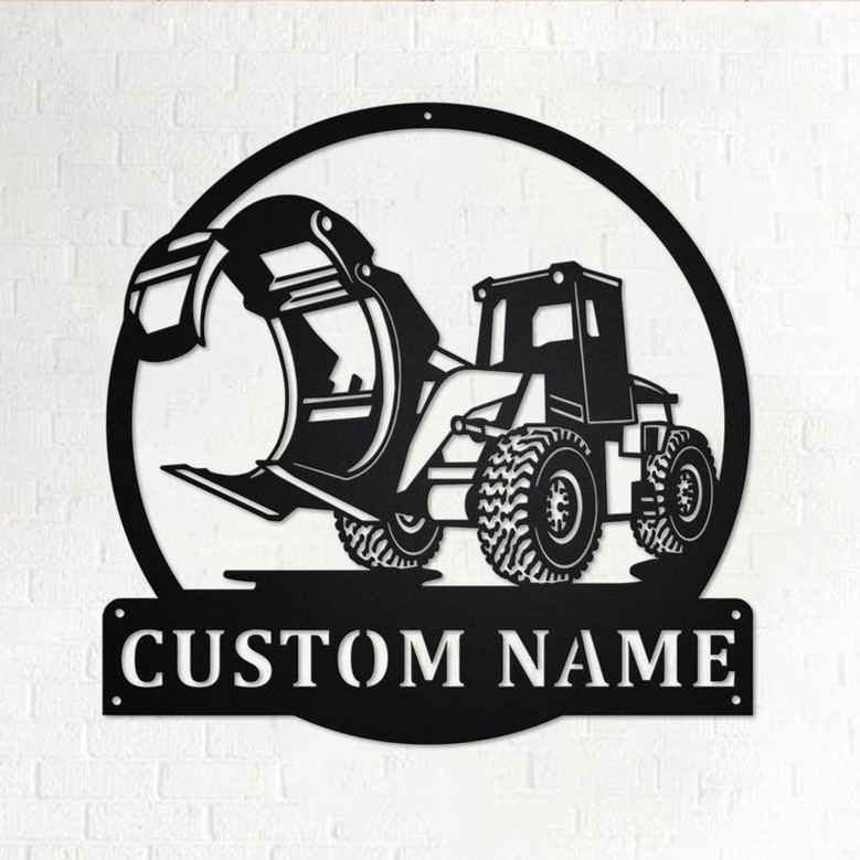 Custom Wheel Loader With Log Fork Metal Wall Art, Personalized Logger Name Sign Decoration For Room, Logging Metal Home Decor, Custom Logger