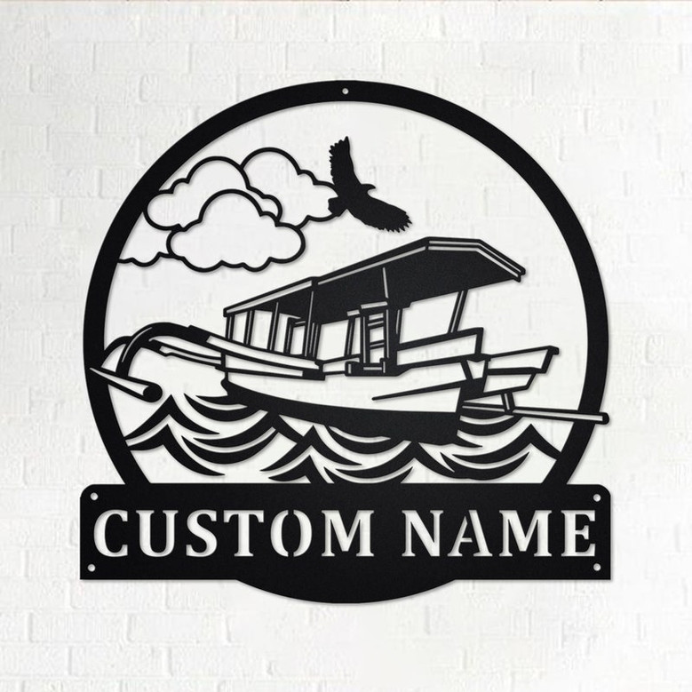 Custom Jukung Boat Metal Wall Art, Personalized Jukung Boat Name Sign Decoration For Room, Jukung Boat Metal Home Decor, Custom Jukung Boat