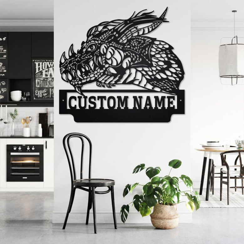 Custom Dragon Head Metal Wall Art, Personalized Dragon Name Sign Decoration For Room, Dragon Metal Home Decor, Custom Dragon, Dragon Head