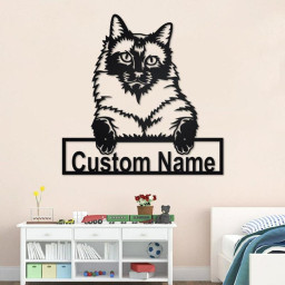 Custom Siamese Cat Metal Wall Art, Personalized Siamese Cat Name Sign Decoration For Room, Siamese Cat Home Decor, Custom Siamese Cat