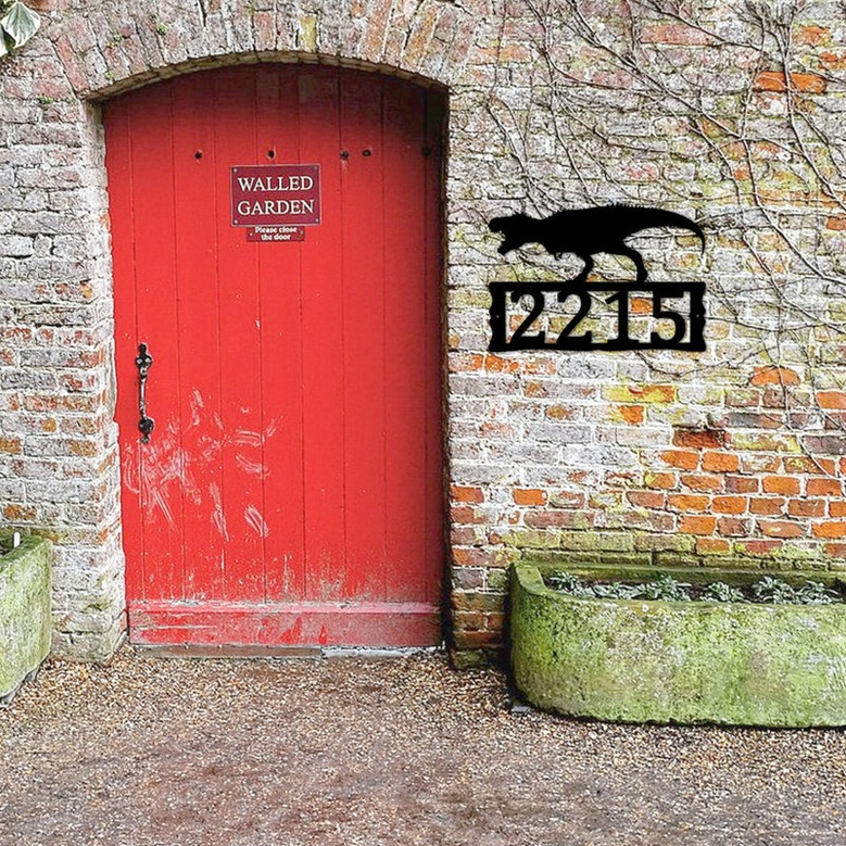 Dinosaur Metal Address Plaque for House, Address Number, Metal Address Sign, House Numbers, Front Porch Address, dinosaur metal sign