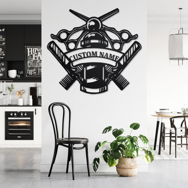 Custom Barber Shop Metal Wall Art, Personalized Barber Shop Name Sign Decoration For Room, Barber Shop Home Decor, Custom Barber Shop