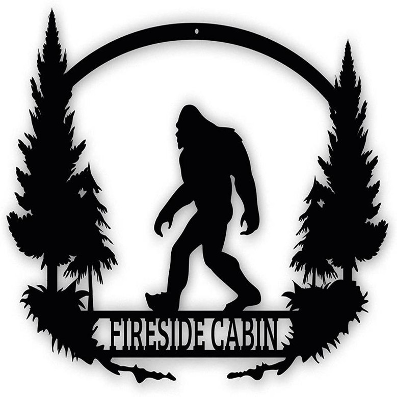 Bigfoot Sasquatch Personalized Metal Sign - Custom Walking Yeti Silhouette Metal Wall Art Decorative Accent Home Decor Sign