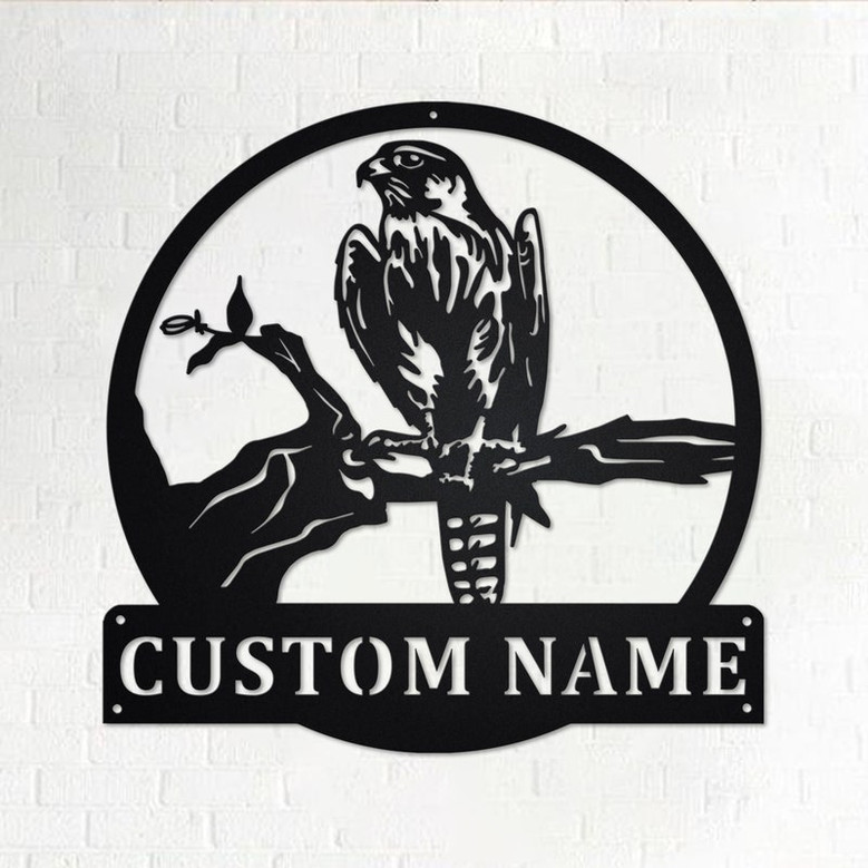 Custom Falcon Bird Metal Wall Art, Personalized Falcon Bird Name Sign Decoration For Room, Falcon Bird Home Decor, Custom Falcon Bird