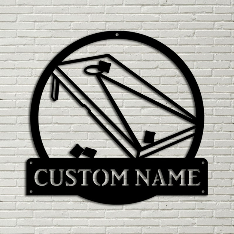 Personalized Cornhole Monogram Metal Sign Art , Custom Cornhole Metal Sign, Cornhole Lover Sign Decoration For Living Room