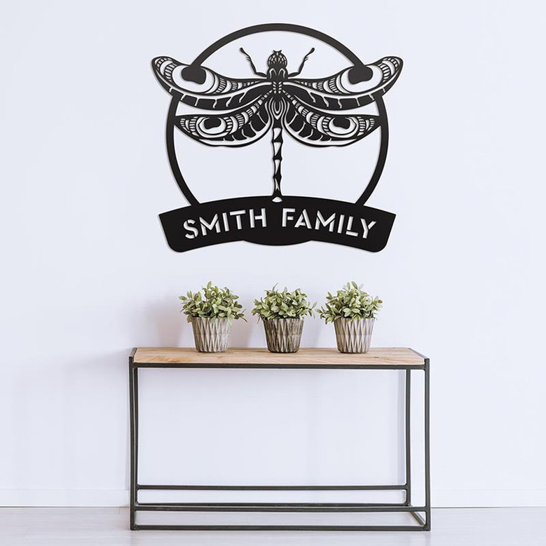 Dragonfly Cut Metal Sign Custom Text Decor For House