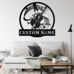 Custom Double Bass Metal Wall Art, Personalized Double Bass Teacher Name Sign Decoration For Room, Double Bass Home Decor,Custom Double Bass