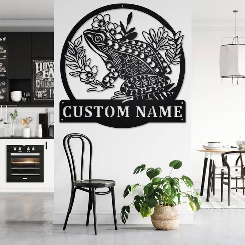Custom Mandala Frog Metal Wall Art, Personalized Frog Name Sign Decoration For Room, Frog Metal Home Decor, Custom Frog, Frog Metal Decor