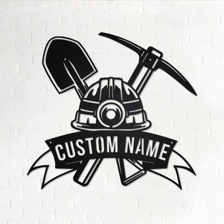 Custom Mining Tools Metal Wall Art, Personalized Miner Name Sign Decoration For Room, Mining Metal Home Decor, Custom Coal Miner