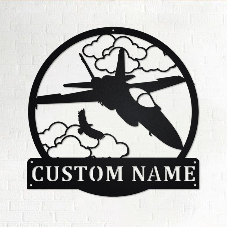 Custom Fighter Jet Metal Wall Art, Personalized Fighter Jet Pilot Name Sign Decoration For Room, Fighter Jet Home Decor, Custom Fighter Jet