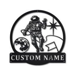 Personalized Astronaut Monogram Metal Sign Art , Custom Astronaut Metal Sign, Astronaut Lover Sign Decoration For Living Room