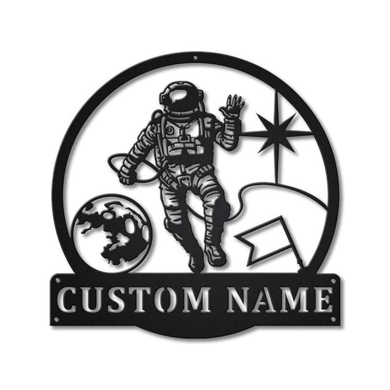 Personalized Astronaut Monogram Metal Sign Art , Custom Astronaut Metal Sign, Astronaut Lover Sign Decoration For Living Room