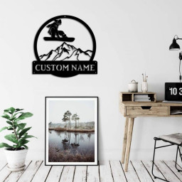 Personalized Snowboarding Metal Sign Art, Custom Snowboarding Metal Sign, Snowboarding Lover Sign Decoration For Living Room