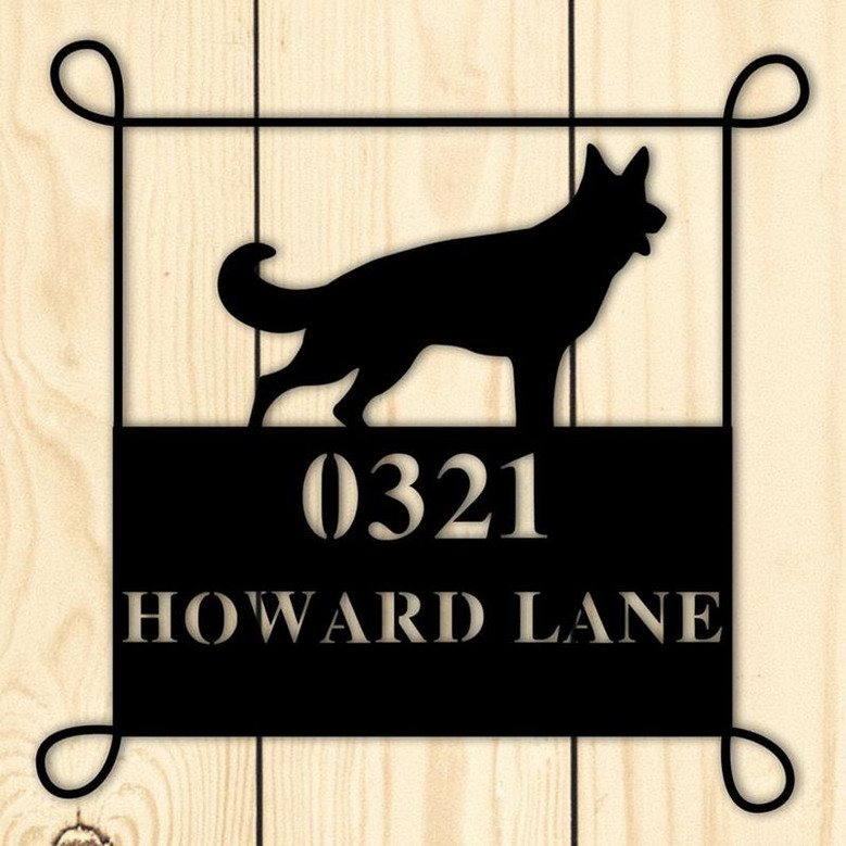 Custom Metal Sign, Address Sign, Custom Dog Sign, Dog, House number, wall sign, door hanging, wall art, custom wall sign, personalized sign