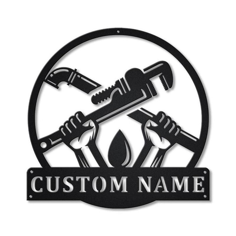 Personalized Plumbing Metal Sign Art | Custom Plumber Monogram Metal Sign | Plumber Gifts