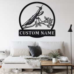 Custom Praying Mantis Metal Wall Art, Personalized Praying Mantis Name Sign Decoration For Room, Praying Mantis Home Decor, Praying Mantis