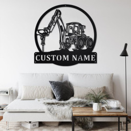 Custom Excavator Jack Hammer Metal Wall Art, Personalized Excavator Jack Hammer Name Sign Decoration For Room, Excavator Home Decor