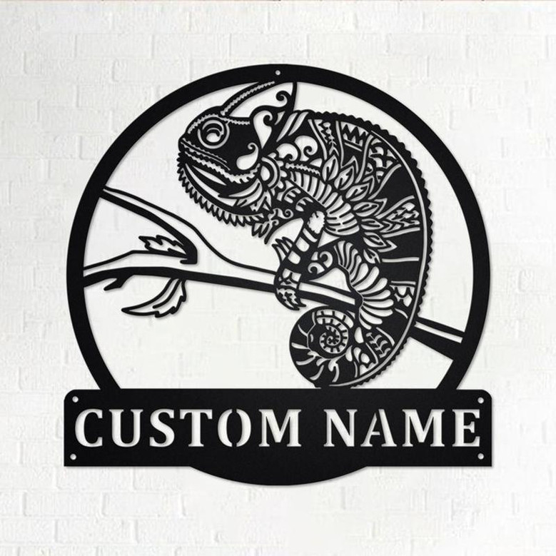 Custom Chameleon Metal Wall Art, Personalized Chameleon Name Sign Decoration For Room, Chameleon Metal Home Decor, Custom Chameleon