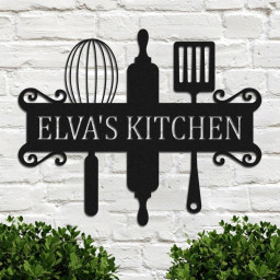 Personalized Metal Kitchen Name Sign, Custom Metal kitchen wall art Decor, Cooking Metal Sign, BBQ Metal Art, Gift For Her, Mother Day Gift