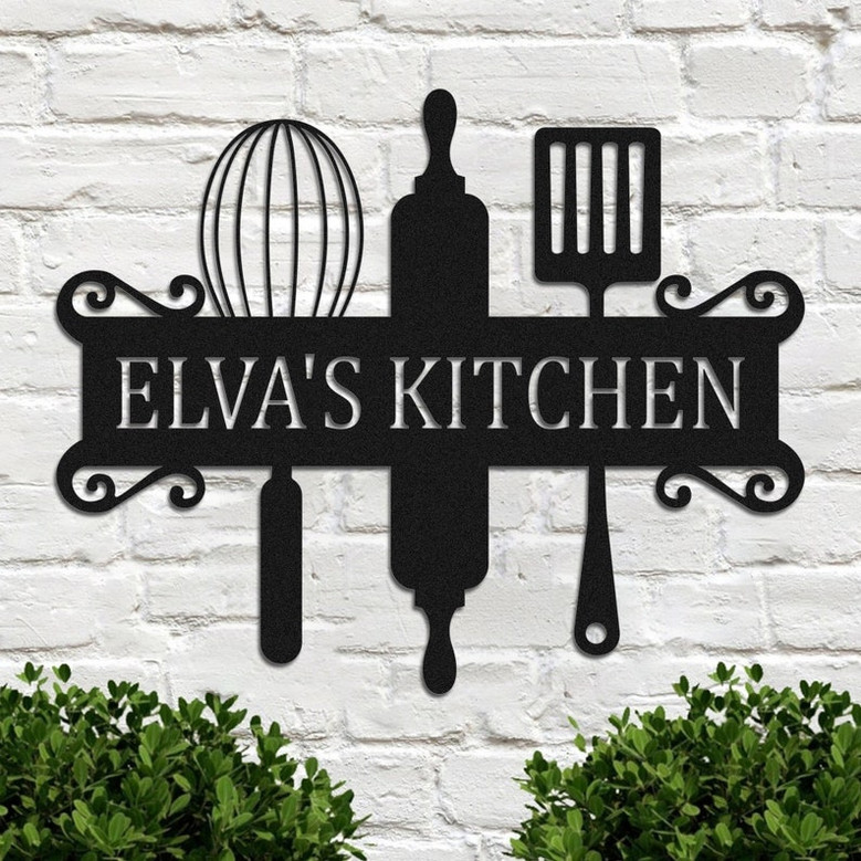Personalized Metal Kitchen Name Sign, Custom Metal kitchen wall art Decor, Cooking Metal Sign, BBQ Metal Art, Gift For Her, Mother Day Gift