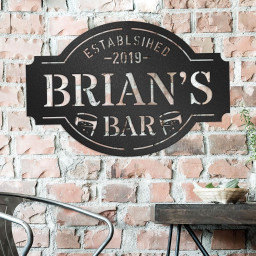 Custom Metal Bar Sign With Name & Established Date, Personalized Metal Wall Art For Bar