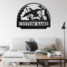 Custom Carreen Duck Hoop Metal Wall Art, Personalized Duck Name Sign Decoration For Room, Duck Home Decor, Custom Duck Animal