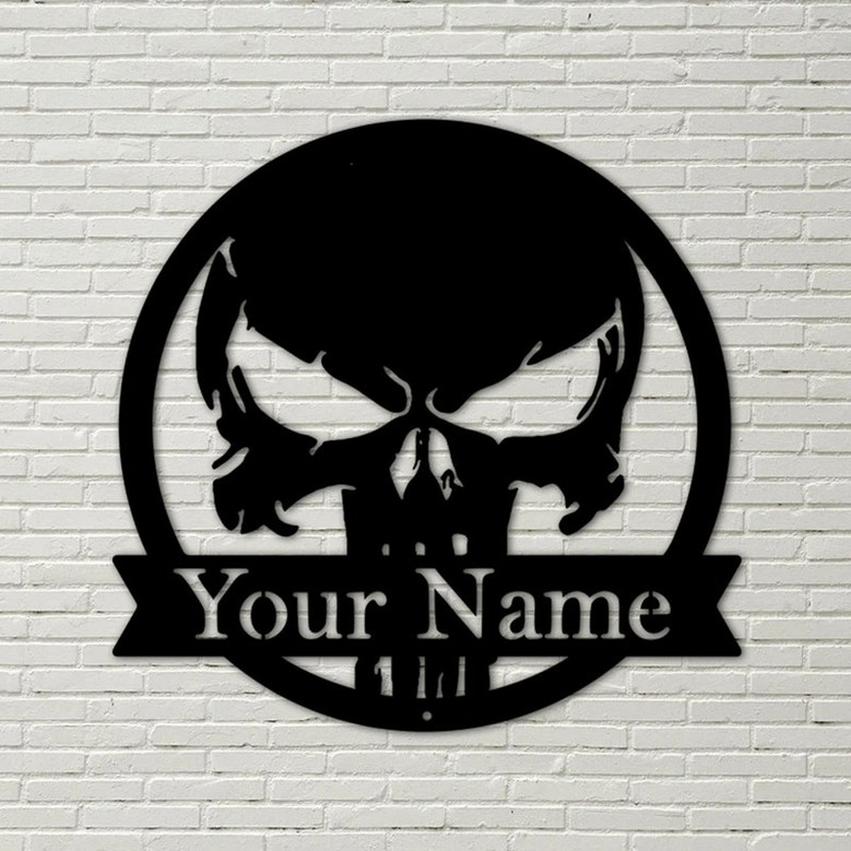 Skull Metal sign, custom skull metal sign, custom sign, skull sign, custom name signs, custom metal sign