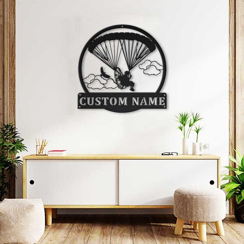 Personalized Powered Parachute Monogram Metal Sign Art ,Custom Powered Parachute Metal Sign, Parachute Lover Sign Decoration For Living Room