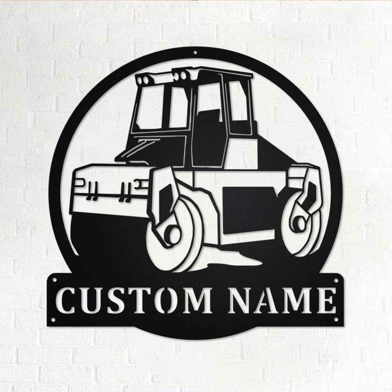 Custom Road Compactor Roller Metal Wall Art, Personalized Roller Truck Name Sign Decoration For Room, Roller Metal Home Decor, Custom Roller