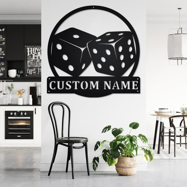 Custom Game Dice Metal Wall Art, Personalized Game Dice Name Sign Decoration For Room, Game Dice Metal Home Decor, Custom Game Dice