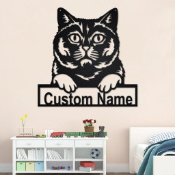 Custom British Shorthair Cat Metal Wall Art, Personalized British Shorthair Cat Name Sign Decoration For Room, British Shorthair Home Decor
