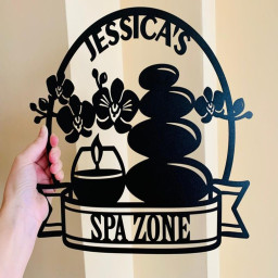 Personalized Spa Zone Metal Sign, Custom Spa Zone Metal Wall Art, Gift for Her Soak Relax Unwind Spa Room Washroom