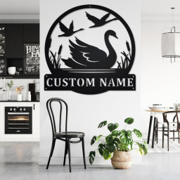Custom Swan Metal Wall Art, Personalized Swan Name Sign Decoration For Room,Swan Home Decor, Custom Swan, Swan Metal Decor, Swan Lover Gift