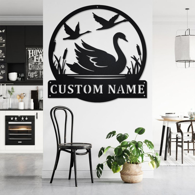 Custom Swan Metal Wall Art, Personalized Swan Name Sign Decoration For Room,Swan Home Decor, Custom Swan, Swan Metal Decor, Swan Lover Gift