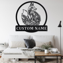 Custom Fox Mandala Metal Wall Art,Personalized Fox Name Sign Decoration For Room, Fox Metal Home Decor, Custom Fox, Fox Metal Wall Decor